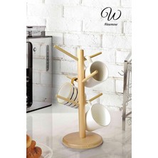 Bambu Kupa Bardak Askısı, Kupa Standı, Kahve Fincanı Rafı, Tezgahüstü Kupa Ağacı,