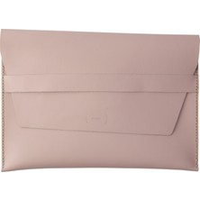 Icase Marka Macbook Air M1-M2-M3-M4  Hakiki Deri Kılıf Pembe Gül Kurusu