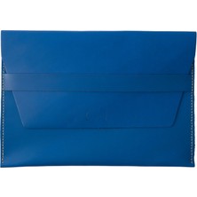 Icase Marka Macbook Air M1-M2-M3-M4  Hakiki Deri Canlı Mavi Sert Kılıf