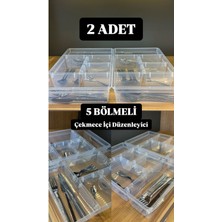 2 Adet Nova 5 Bölmeli Çekmece Düzenleyici Çatal Kaşık Kutusu Kapaksız - Mutfak Organizer