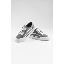 Grey Weng 0075 Keten Kauçuk Taban Erkek Sneaker Gri