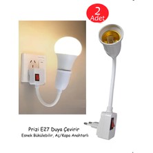 Prizi E27 Duya Dönüştürücü 360 C° Esnek Bükülebilir Duy Aç/kapa Anahtarlı
