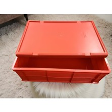 Kırmızı Kapaklı Plastik Kasa 600X400X200, Dayanıklı ve Pratik Saklama Çözümü