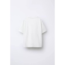 Beyaz  Oversıze T-Shirt Kız Erkek Çocuk Unısex Yarım Kollu  % 100 Pamuk T-Shirt 3- 14 yaş