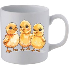 Civcivler Baskılı Hediyelik Ürünler Beyaz Kupa Bardak - Seramik Çay, Kahve Hediyelik Bardağı