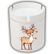 Kalpli Sevimli Geyik Baskılı Küllük Kül Tablası Doğum Günü Hediyesi