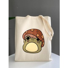 Sevimli Mantar Baskılı Bez Çanta