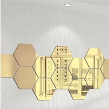 12 Parça Sarı Pleksi Petek Şekilli Duvar Dekoru, 120X40CM, Oturma ve Yatak Odası Için