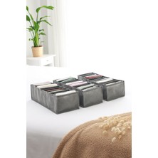 3'lü Gri 8 Bölmeli Katlanabilir Dolap Çekmecesi Düzenleyici Organizer