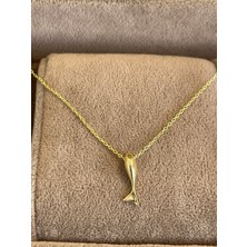 925 Ayar Gümüş Gold Renginde Balıklı Gümüş Kolye