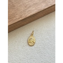 Aida Jewelss 925 Ayar Gümüş Gold Renginden Filli Gümüş Bereket Şans Kolye Ucu