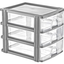 Gri 3 Bölmeli A4 Evrak Çekmecesi ve Organizer, Düzenli Saklama Çözümü