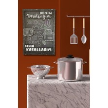 3 Boyutlu Ahşap Tablo, Mutfak Dekoru, 20X30 Cm, Siyah Renk