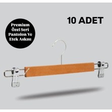 10 Adet Ahşap Askılık Mandallı Etek ve Elbise Askısı Seti