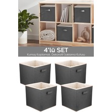 4'lü Dolap Içi Düzenleyici, Çamaşır ve Oyuncak Saklama Sepeti, 33X30X30 Cm, Gri