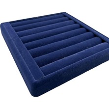 Lacivert Süet Kumaş Yüzük Sergileme Standı, 15X15 Cm, Şık ve Kullanışlı Tasarım