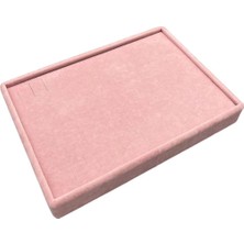 Pembe Süet Kumaş Küçük Boy Yüzük ve Küpe Tablası 24/17,5 cm