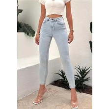 Kadın Açık Kar Mavi Kot Pantolon Skinny Jeans