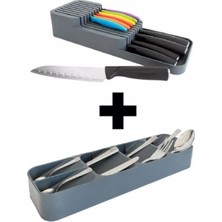 Pratik 2 Sıra Bıçaklık ve 5 Bölmeli Çekmece Içi Düzenleyici Set