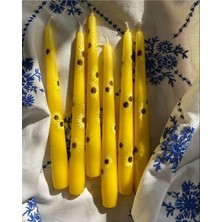 Ayçiçeği Desenli El Yapımı Şamdan, Kokulu Mum, Doğal ve Şık Dekor Aksesuarı