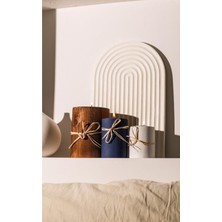 Fiyonklu 3'lü Ahşap Dekoratif Mumluk Seti, Kahverengi, Mavi, Beyaz Renk Seçenekleri