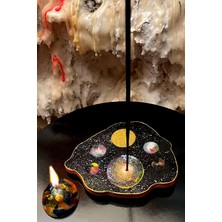 Siyah Altın Yıldızlar Serisi Dekoratif Tütsülük ve Mumluk