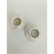 Çok Renkli Terrazzo 2'li Tealight Mumluklar, Şık ve Renkli Dekor Seçeneği