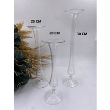 3'lü Şeffaf Cam Mumluk Seti, 20CM-25CM-30CM, Dekoratif ve Şık Tasarım
