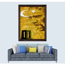 Atatürk, Anıtkabir, Ayyıldızlı Bayrak Çerçeveli Duvar Tablosu 20X30 cm