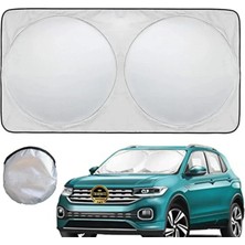 Hyundai Tucson 2021-2022-2023-2024-2025 Katlanabilir Milfonlu Yuvarlak Oto Güneşlik, Uv Koruma, Kılıflı Ön Cam Perde, Üniversal Uyum