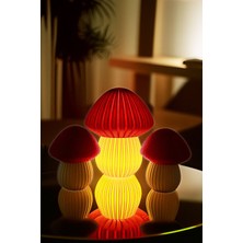 Renkli Dekoratif Işıklı Mantar Biblo Seti, 3'lü Mumluk Süs, LED Tealight