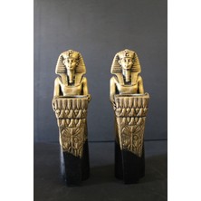 Antik Mısır Temalı Ikili Mumluk Seti, Şamdan, Gold Renk, Mum Dahil