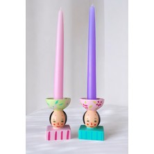 El Yapımı Çok Renkli 2'li Dekoratif Mumluk Şamdan Seti