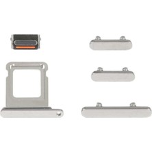 İndirim Plus iPhone 14 Pro Max Sim Kart Tepsisi + Yan Tuşlar (Gümüş)