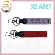 Mor Menekşe-Krmızı, Adınıza Özel Adana Şıklığı Hediye Için Ideal Şehir Ruhunu Yansıtan X2 Anahtarlık