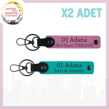 Koyu Turkuaz-Pembe, Adınıza Özel Adana Şıklığı Hediye Için Ideal Şehir Ruhunu Yansıtan X2 Anahtarlık