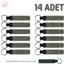 Kül Gri & Yeşil, Anaokulu Için Kişiselleştirilebilir Isim Yazılı Karne Hatırası Anahtarlık 14’lü Set