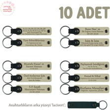 Sütlü Kahve & Lacivert, Anneler Günü Için Isim Yazılı Hatıra Anahtarlık 10’lu Set
