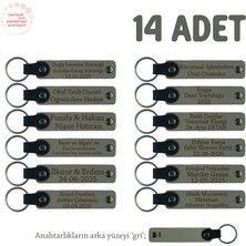 Kül Gri & Gri, Mevlit Hatırası Için Üzerinde Isim Yazılabilen Hediyelik Anahtarlık 14’lü Set