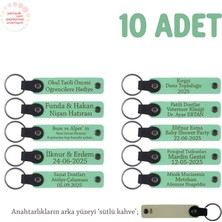 Açık Yeşil & Sütlü Kahve, Anneler Günü Için Isim Yazılı Hatıra Anahtarlık 10’lu Set