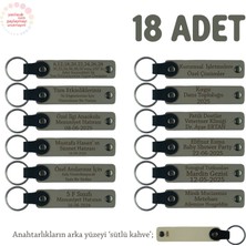 Kül Gri & Sütlü Kahve, Öğrencilerin Birlikte Paylaşabileceği, 18'li Anahtarlık Set, Isme Özel Hatıra