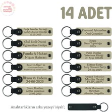 Sütlü Kahve & Siyah, Bebek Ziyaretine Gelenlere Hediyelik Isim Mesaj Yazılabilen, 14'lü Anahtarlık