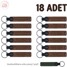 Kahverengi & Yeşil, Anaokulu Için Isim Yazılı Karne Hatırası Anahtarlık 18’li Set, Öğrencilere Özel