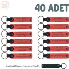 Narçiçeği & Siyah, Bebek Mevlidi Hatırası Için Isim Yazılı Anahtarlık 40’lı Set, Hediyelik Armağan