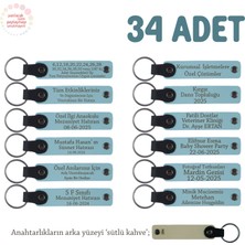 Gök Mavi & Sütlü Kahve, Sevgiliye Doğum Günü Hediyesi, Kişiye Özel Isimli Anahtarlık 34' Lü Set