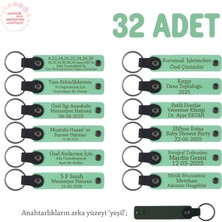 Açık Yeşil, Bebek Mevlidi Hediyesi Için, Isim Yazılı Anahtarlık 32’li Set, Misafirlerinize Hatıra