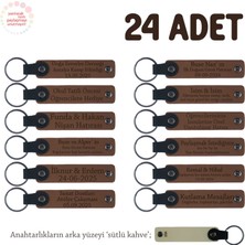 Kahverengi & S.kahve, Kırk Uçurma Kutlaması Için Bebeğin Ismine Özel, 24'lü, Hatıra Anahtarlık Set