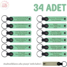 Açık Yeşil & Sütlü Kahve, Sevgiliye Doğum Günü Hediyesi, Kişiye Özel Isimli Anahtarlık 34' Lü Set