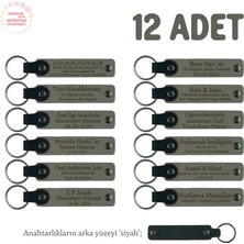 Kül Gri & Siyah, Babalar Günü Hediyesi, Kişiye Özel Isim Yazılı Anahtarlık 12' Li Set