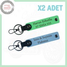 Mavi-Fıstık Yeşili, Motorcu Fatihi Özel Plaka ve Isim Yazılı 2'li Anahtarlık, Aksesuar, Iş Hediyesi